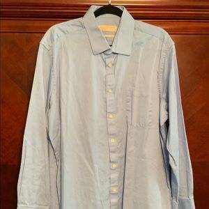 MICHAEL KORS COTTON SIZE 17-17 1/2  34/35 XL BLUE DRESS SHIRT